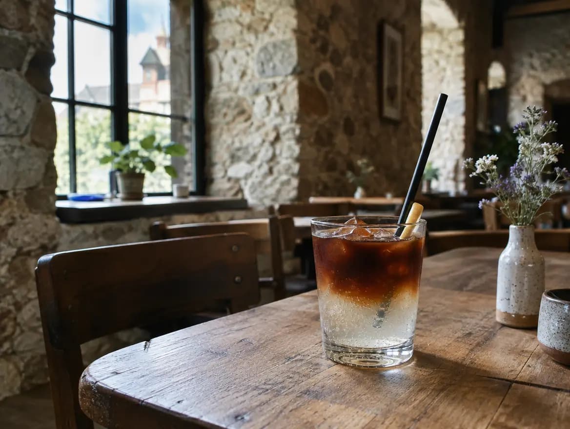 Cold brew tonic se slámkou