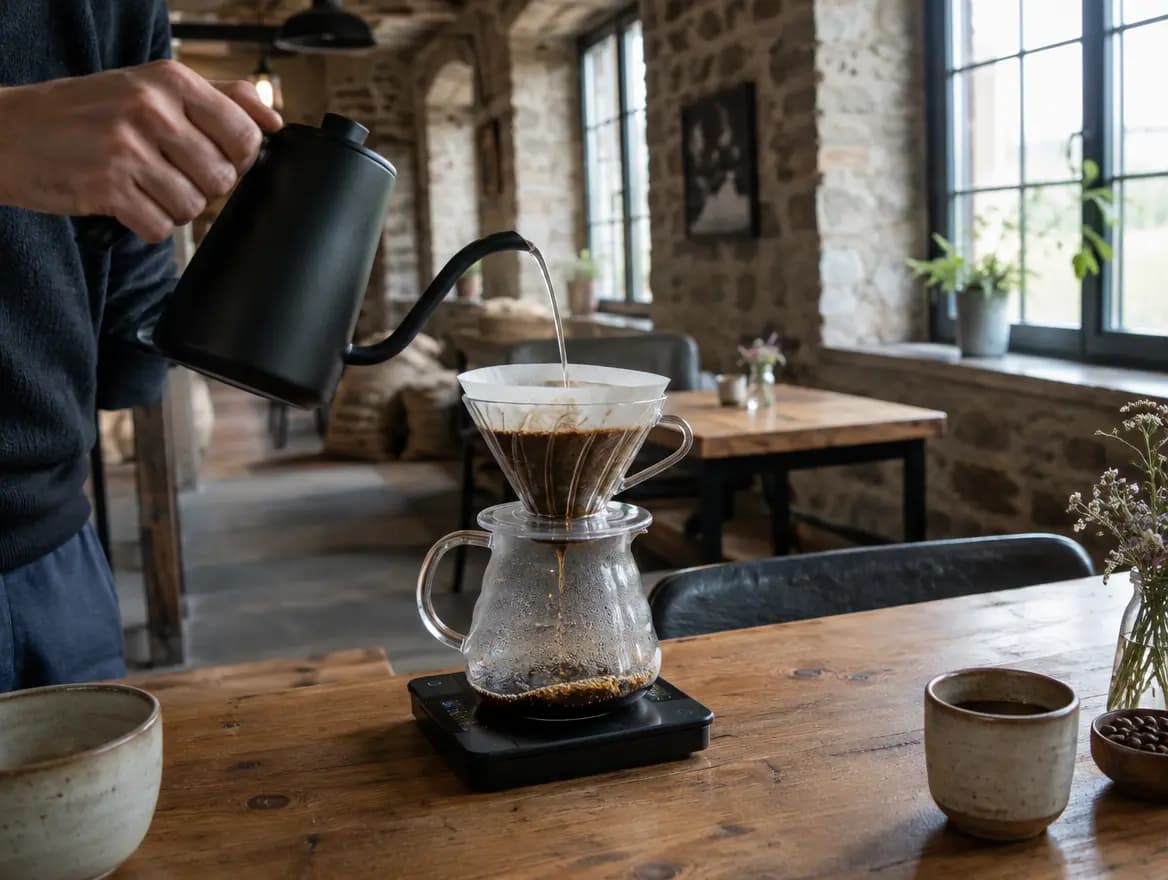 Pour-over V60 s digitální váhou